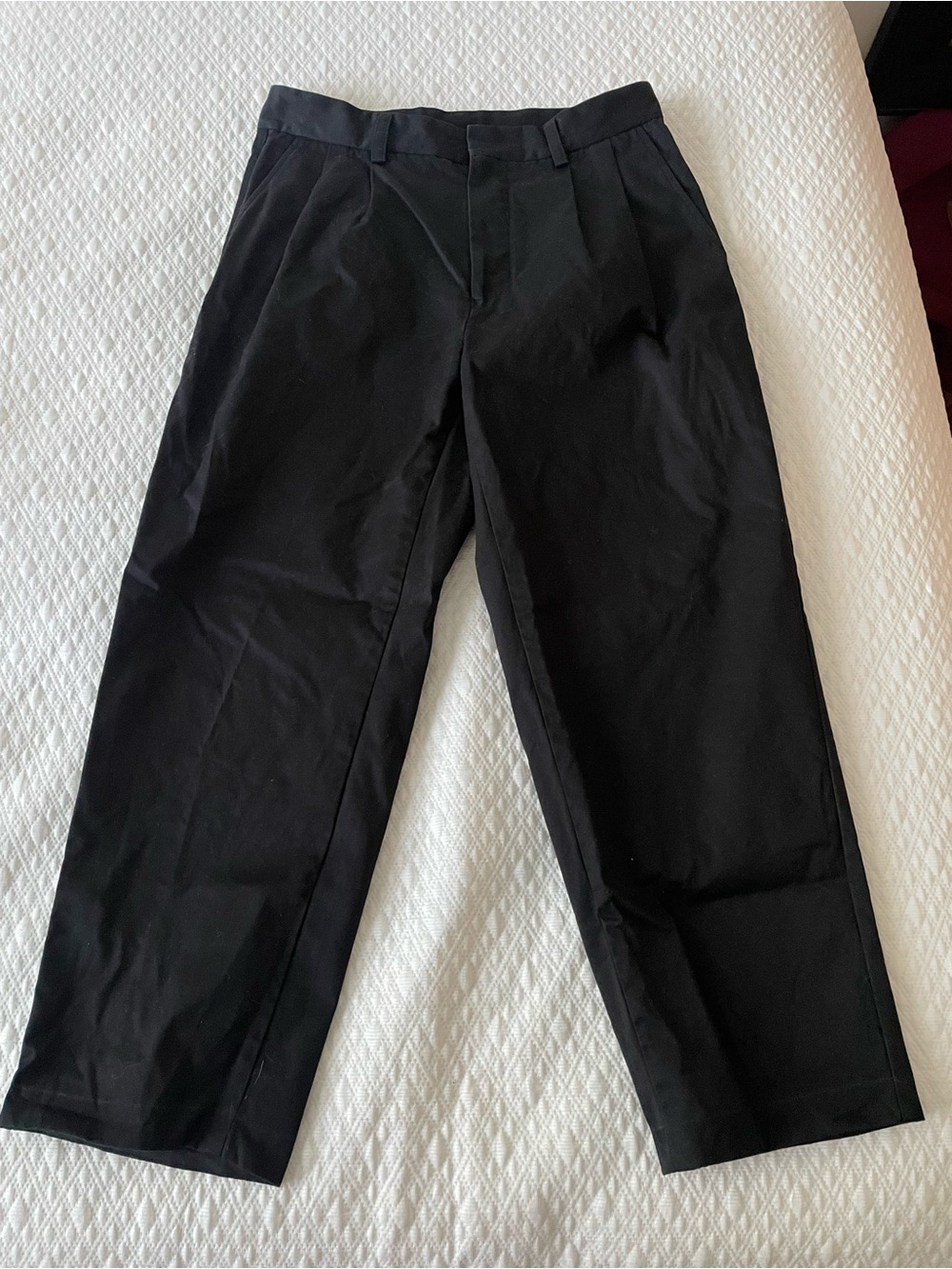 Wirrow designer Japanese black cotton double pleated pants